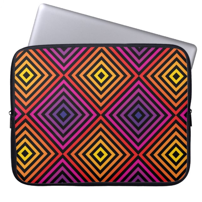 Psychedelic Rainbow Chevron Patroon Laptop Sleeve (Voorkant)
