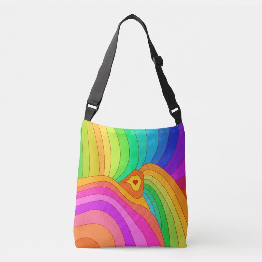 Psychedelic Rainbow Crossbody Tas (Voorkant)