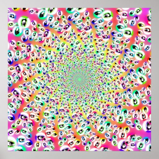 Psychedelic Rainbow Eyes Mandala Poster (Voorkant)