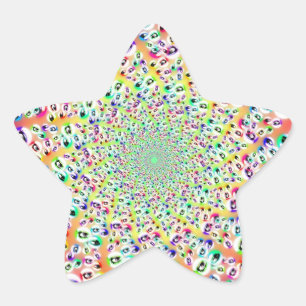 Psychedelic Rainbow Eyes Mandala Ster Sticker