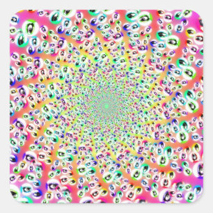 Psychedelic Rainbow Eyes Mandala Vierkante Sticker