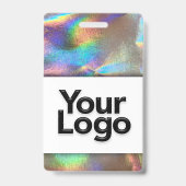 Psychedelic Rainbow Faux Holographic Photo Name Badge (Achterkant)