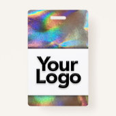 Psychedelic Rainbow Faux Holographic Photo Name Badge (Achterkant)