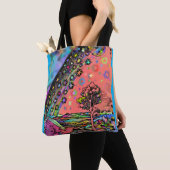 Psychedelic Rainbow Forest and Stars Tote Bag (Dichtbij)