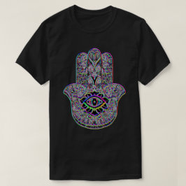 Psychedelic Rainbow Hamsa Indie Art Symbol T-shirt