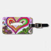 Psychedelic Rainbow Heart Art Print Bagagelabel (Voorkant horizontaal)