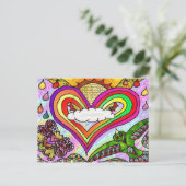 Psychedelic Rainbow Heart Art Print Briefkaart (Staand voorkant)