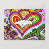 Psychedelic Rainbow Heart Art Print Briefkaart (Voorkant)