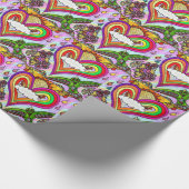 Psychedelic Rainbow Heart Art Print Cadeaupapier (Hoek)