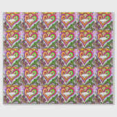 Psychedelic Rainbow Heart Art Print Cadeaupapier (Vlak)