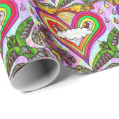Psychedelic Rainbow Heart Art Print Cadeaupapier (Rol Hoek)