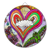Psychedelic Rainbow Heart Art Print Dartbord (Voorkant)