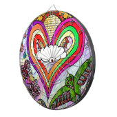 Psychedelic Rainbow Heart Art Print Dartbord (Voorkant Rechts)