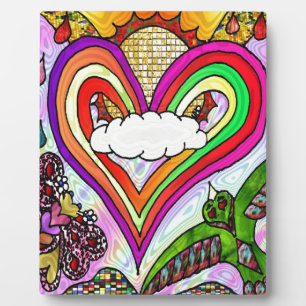 Psychedelic Rainbow Heart Art Print Fotoplaat