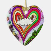 Psychedelic Rainbow Heart Art Print Keramisch Ornament (Rechts)