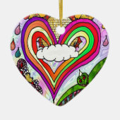 Psychedelic Rainbow Heart Art Print Keramisch Ornament (Voorkant)