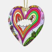 Psychedelic Rainbow Heart Art Print Keramisch Ornament (Links)