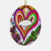 Psychedelic Rainbow Heart Art Print Keramisch Ornament (Rechts)