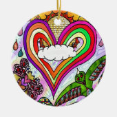 Psychedelic Rainbow Heart Art Print Keramisch Ornament (Voorkant)