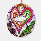 Psychedelic Rainbow Heart Art Print Keramisch Ornament (Links)