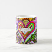 Psychedelic Rainbow Heart Art Print Koffiemok (Center)