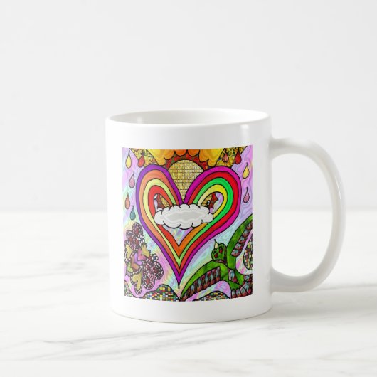 Psychedelic Rainbow Heart Art Print Koffiemok (Rechts)