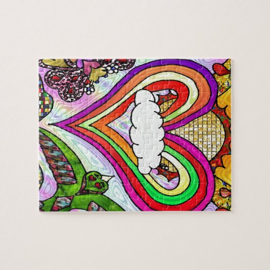 Psychedelic Rainbow Heart Art Print Legpuzzel (Horizontaal)