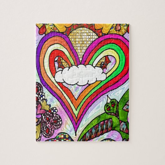 Psychedelic Rainbow Heart Art Print Legpuzzel (Verticaal)