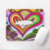 Psychedelic Rainbow Heart Art Print Muismat (Met muis)