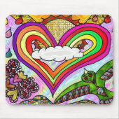 Psychedelic Rainbow Heart Art Print Muismat (Voorkant)