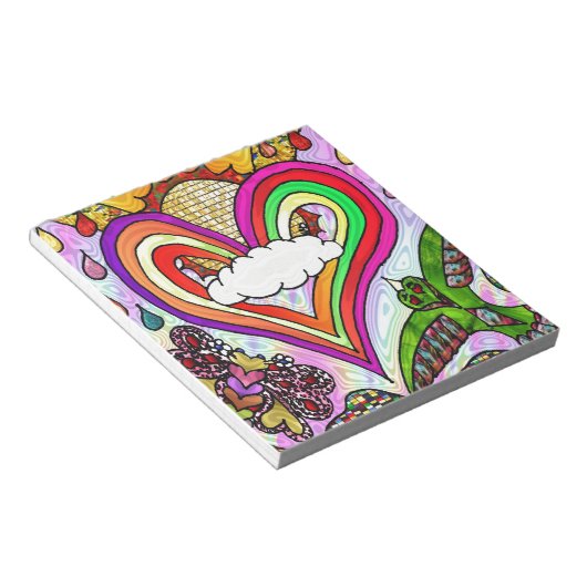 Psychedelic Rainbow Heart Art Print Notitieblok (Schuin)