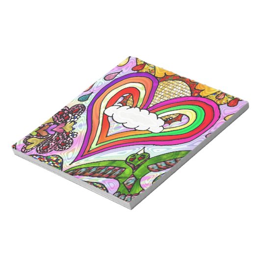 Psychedelic Rainbow Heart Art Print Notitieblok (Linkerzijde)