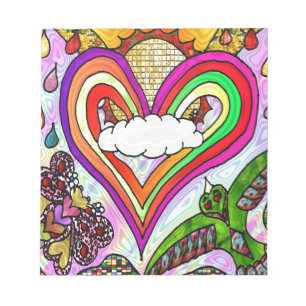 Psychedelic Rainbow Heart Art Print Notitieblok