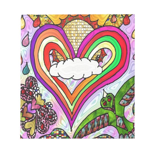 Psychedelic Rainbow Heart Art Print Notitieblok (Voorkant)