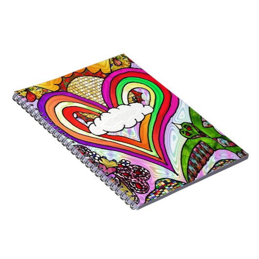 Psychedelic Rainbow Heart Art Print Notitieboek (Rechterzijde)
