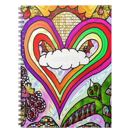 Psychedelic Rainbow Heart Art Print Notitieboek (Voorkant)