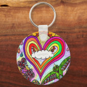 Psychedelic Rainbow Heart Art Print Sleutelhanger (Voorkant)