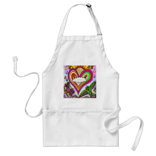 Psychedelic Rainbow Heart Art Print Standaard Schort (Voorkant)