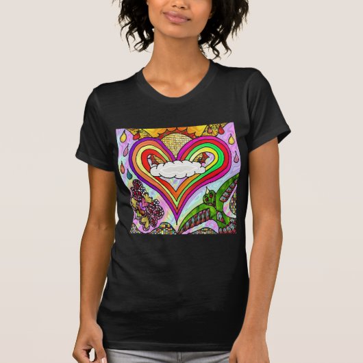 Psychedelic Rainbow Heart Art Print T-shirt (Voorkant)