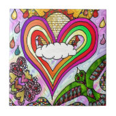 Psychedelic Rainbow Heart Art Print Tegeltje (Voorkant)