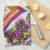 Psychedelic Rainbow Heart Art Print Theedoek (Quarter Fold)