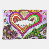 Psychedelic Rainbow Heart Art Print Theedoek (Horizontaal)