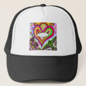 Psychedelic Rainbow Heart Art Print Trucker Pet (Voorkant)