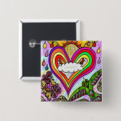 Psychedelic Rainbow Heart Art Print Vierkante Button 5,1 Cm (Voorkant /achterkant)