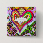 Psychedelic Rainbow Heart Art Print Vierkante Button 5,1 Cm (Voorkant)