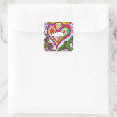 Psychedelic Rainbow Heart Art Print Vierkante Sticker (Tas)