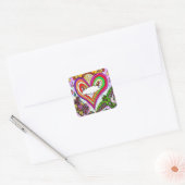 Psychedelic Rainbow Heart Art Print Vierkante Sticker (Envelop)