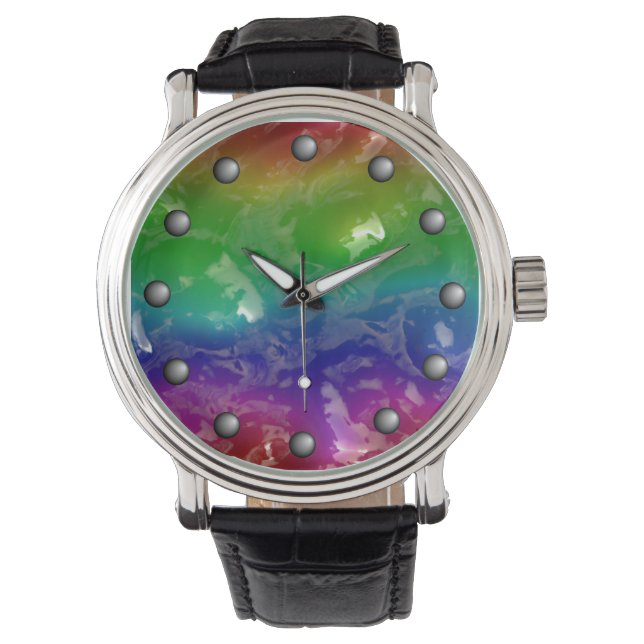 Psychedelic Rainbow Jellied Ooze Horloge (Voorkant)