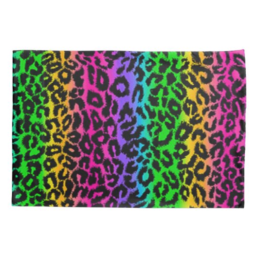 Psychedelic Rainbow Leopard Animal Print Kussensloop (Achterkant)