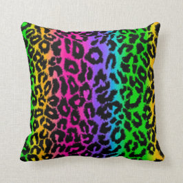 Psychedelic Rainbow Leopard Animal Print Pillow Kussen